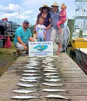 A Carolina style charter trip produced this nice catch of spanish mackerel for this family.